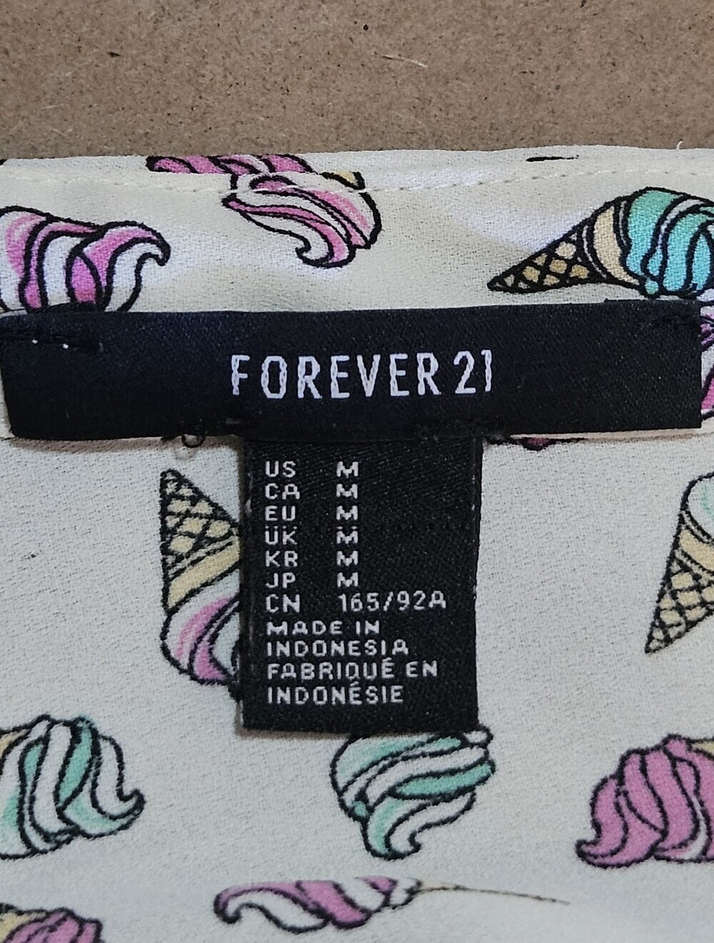 0081 Forever 21 Ice Cream Cone Print Mini Dress Flutter Sleeve Novelty Medium - Picture 6 of 12